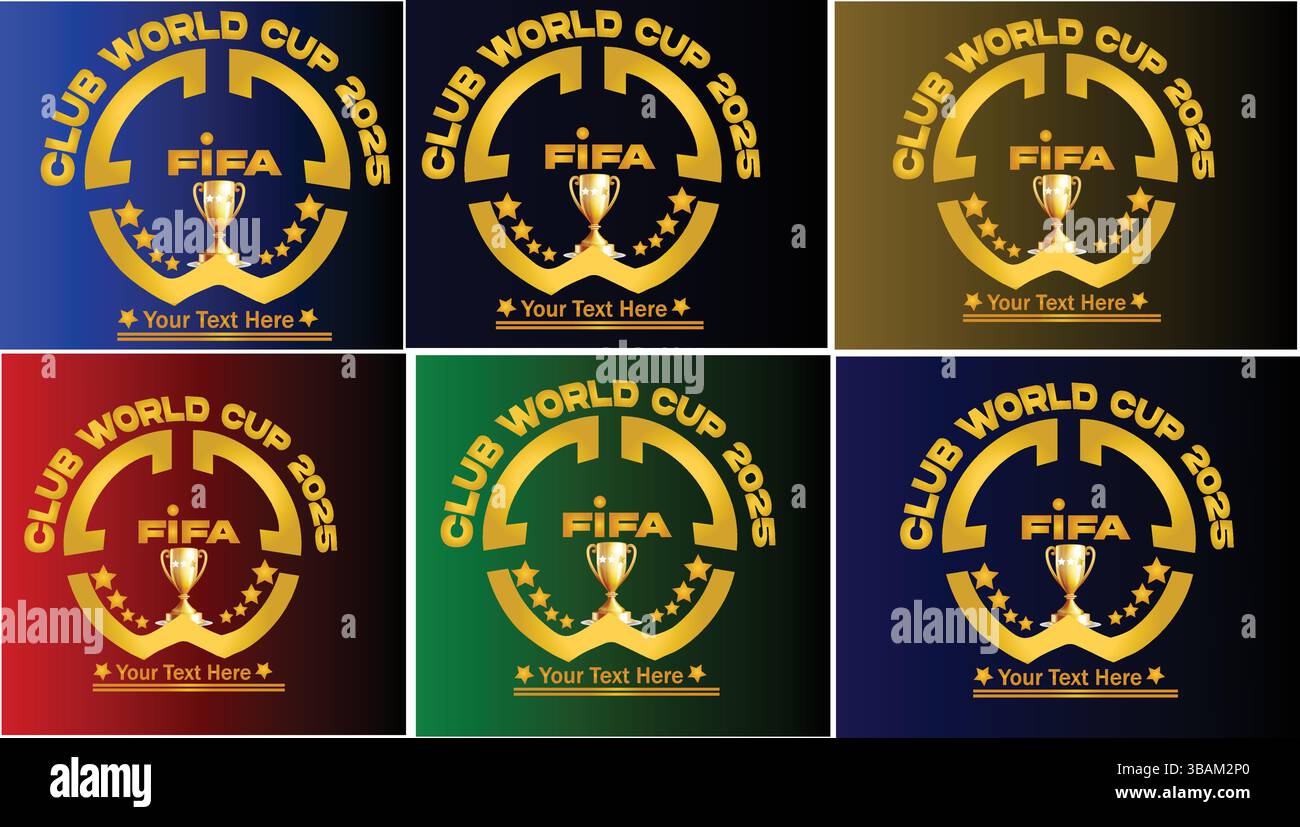 Logo-Vektor der Club-Weltmeisterschaft 2025-2026 – FIFA-Trophäenemblem, Abzeichen des Goldenen Champions, bearbeitbare Designvorlage Stock Vektor