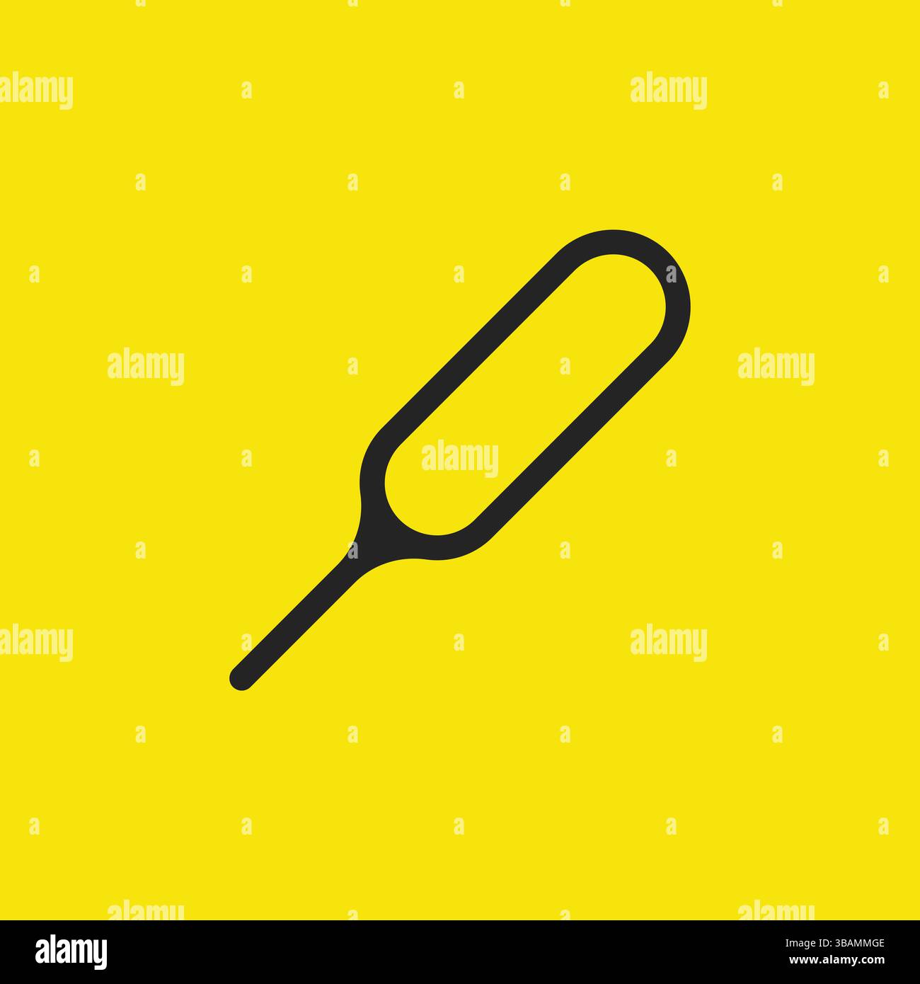 SIM-Auswerfer. Werkzeug zum Entfernen der SIM-Karte aus dem Smartphone. Illustration des flachen Vektors auf gelbem Hintergrund. Stock Vektor