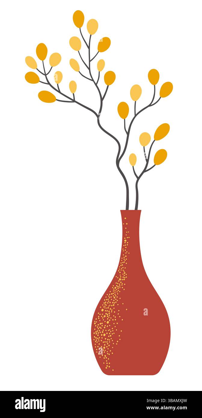 Blumenstrauß verschiedener Frühlings- und Sommerblumen in Vase. Isolierte Vektorillustration auf weiß Stock Vektor