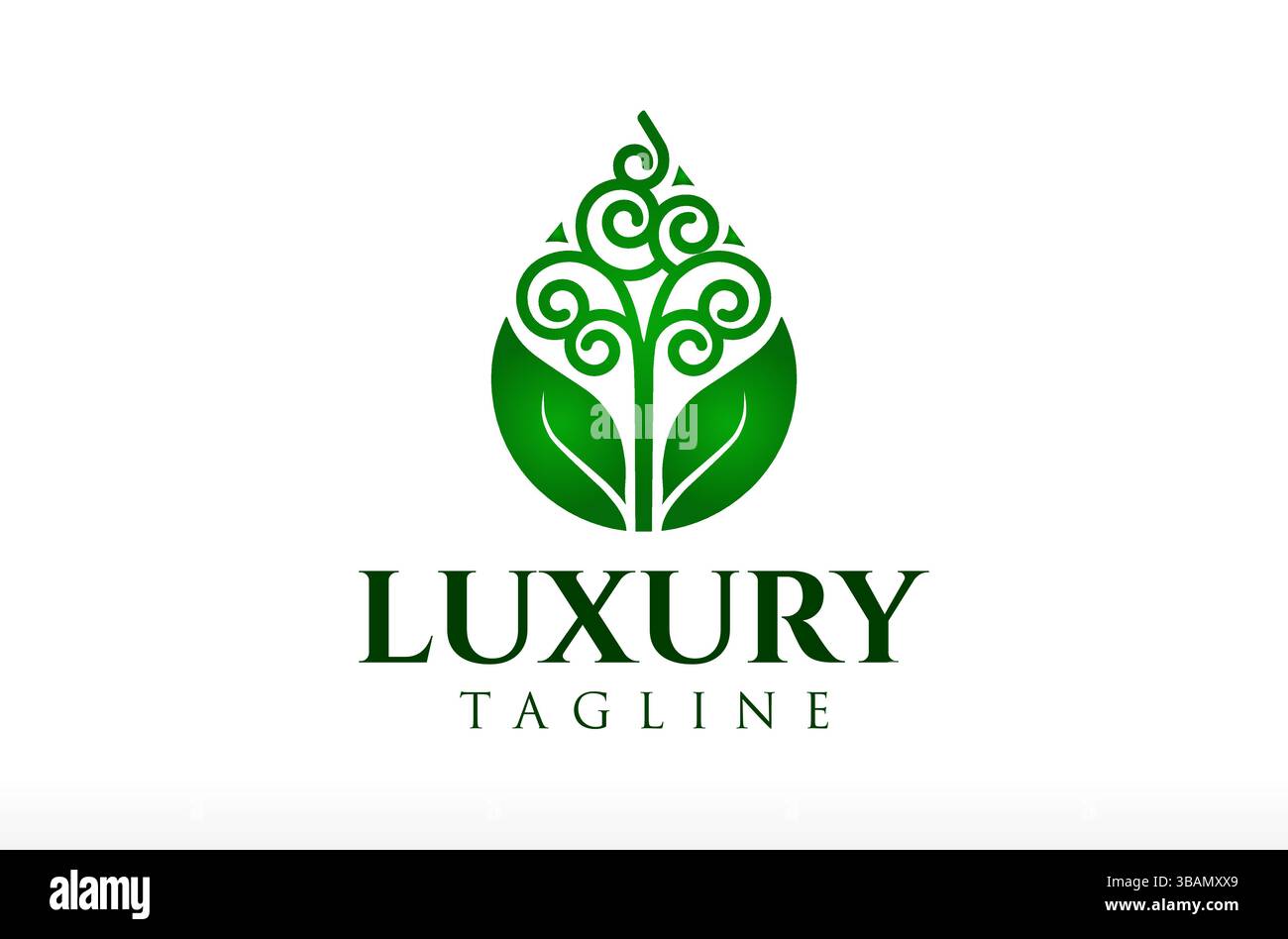 Künstlerischer Baum mit Blatt in einem Wassertropfen Logo, Wasserbaum Logo, Baum Blatt Logo, Wassertropfen Logo, Luxus Baum Wellness Spa ästhetische Gesundheit medizinische Stock Vektor