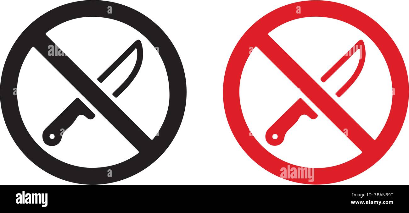 Kein Symbol Für Das Verbotene Schild Für Messerwaffen Gesetzt Stock Vektor