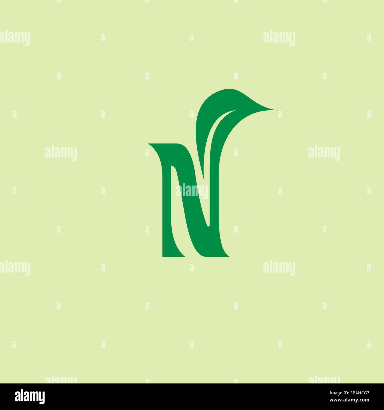 Buchstabe N für Vektor mit natürlichem Logo. N Leaf Organic Logo Stock Vektor