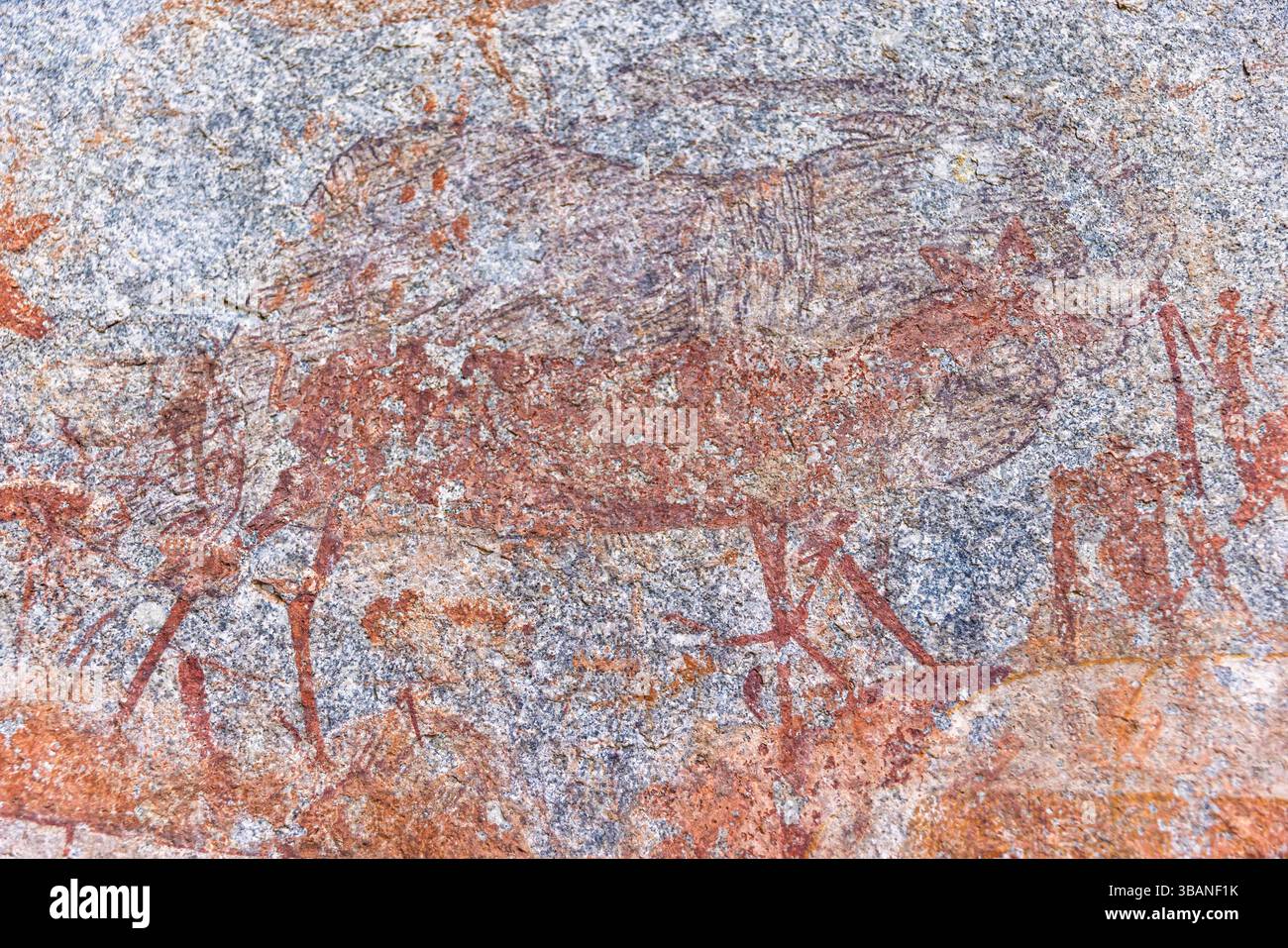 Antike Felsmalereien - Matobo National Park, Simbabwe Stockfoto