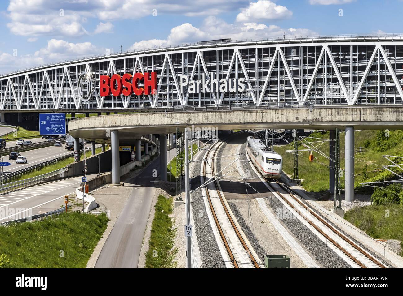 Erste Probefahrt auf der neuen Bahnstrecke zwischen Stuttgart Airport und Wendlingen. Dieser weitere Abschnitt des Projekts Stuttgart 21 wird auf der Th online gehen Stockfoto