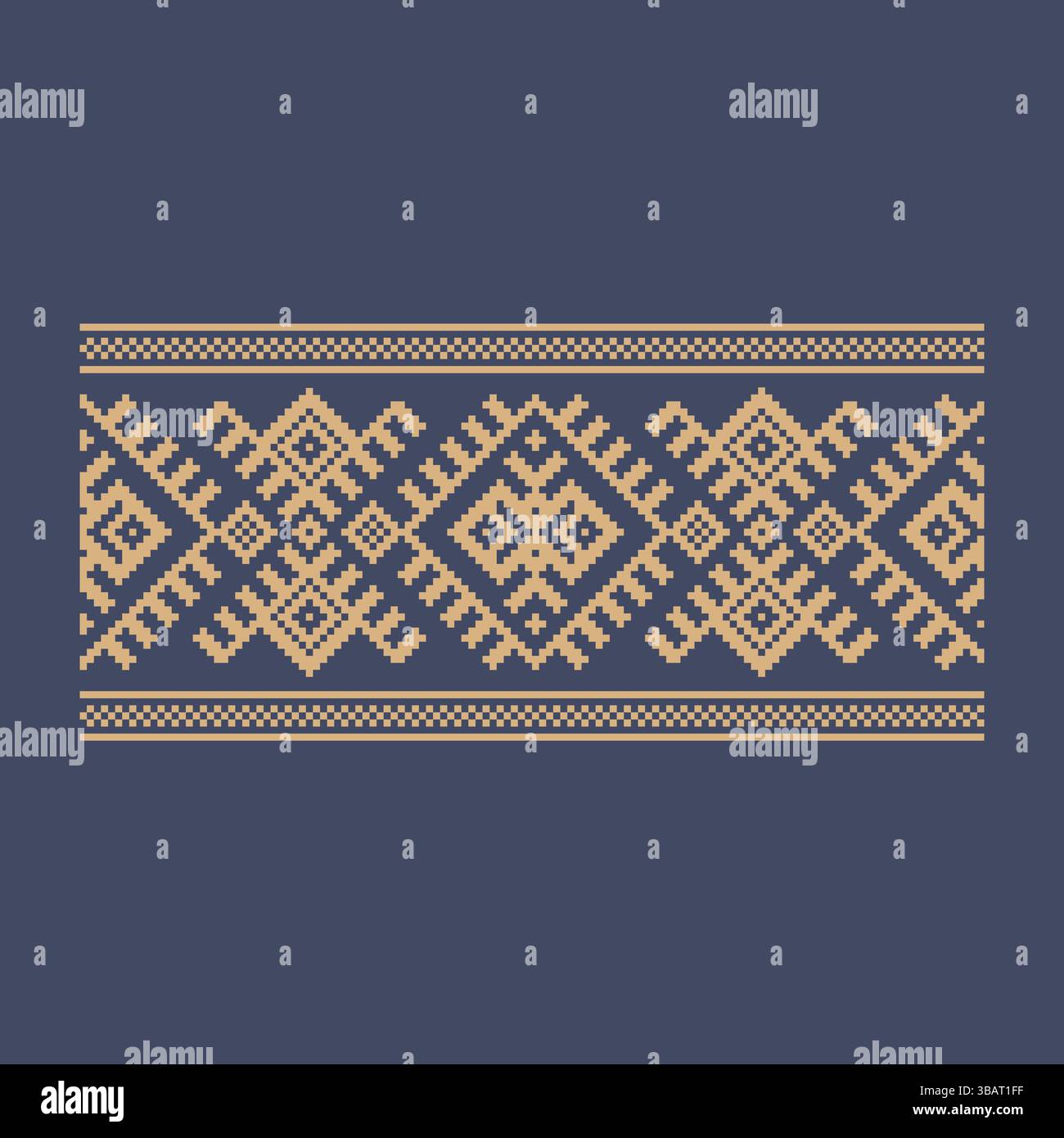 Ukrainisches Randmuster-Element. Schablone für Blockdruck oder Tätowierung. Einrichtung mit geometrischem Blumenmuster. Stock Vektor