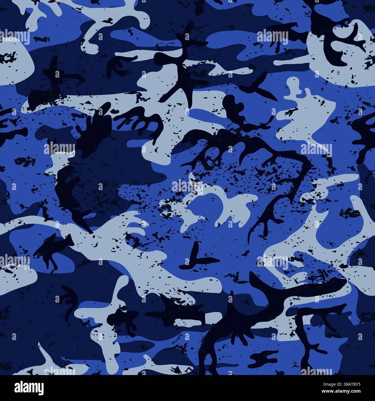 Nahtloses Camouflage-Muster in blauem Grunge Stock Vektor