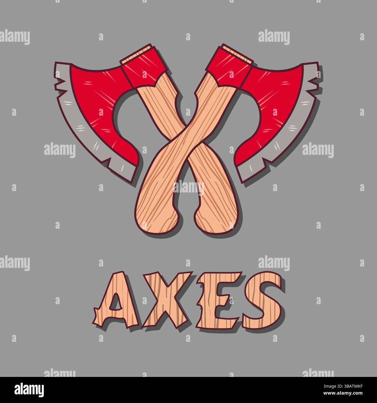 Vektorlogo zwei Achsen mit Text und Schatten Stock Vektor