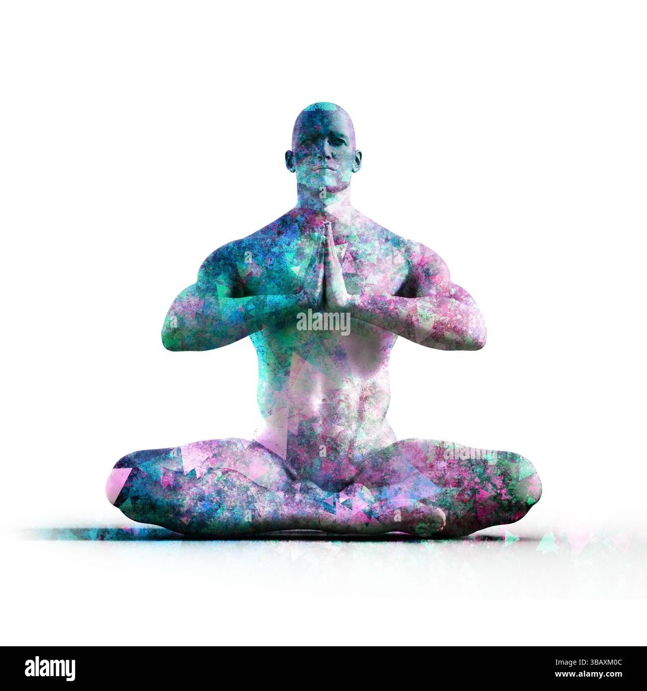 Körper und Geist Meditation Hintergrund mit Energie Aura Stockfoto