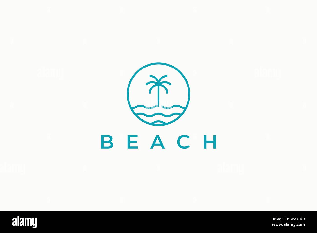 Palm and Wave Beach Logo einfache minimalistische Illustration Abzeichen Symbol Urlaub Urlaub Reise Reise Stock Vektor