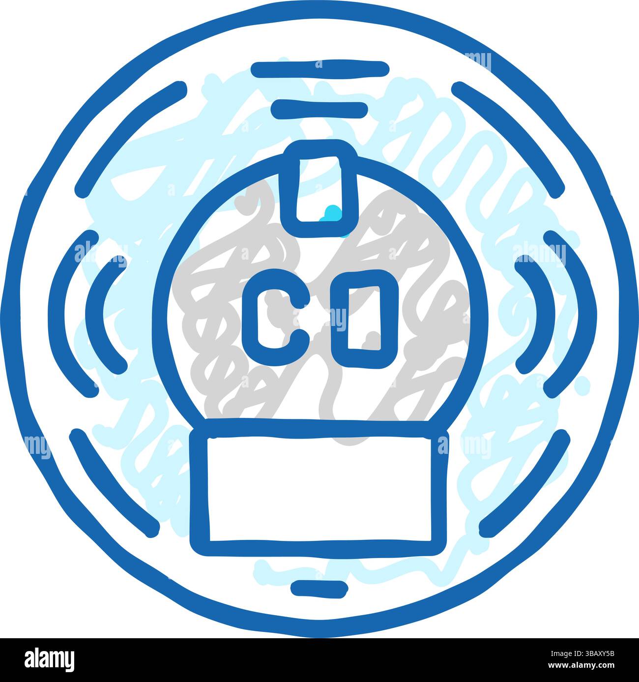 Smart Kohlenmonoxiddetektor Home Symbol Kritzelillustration Stock Vektor