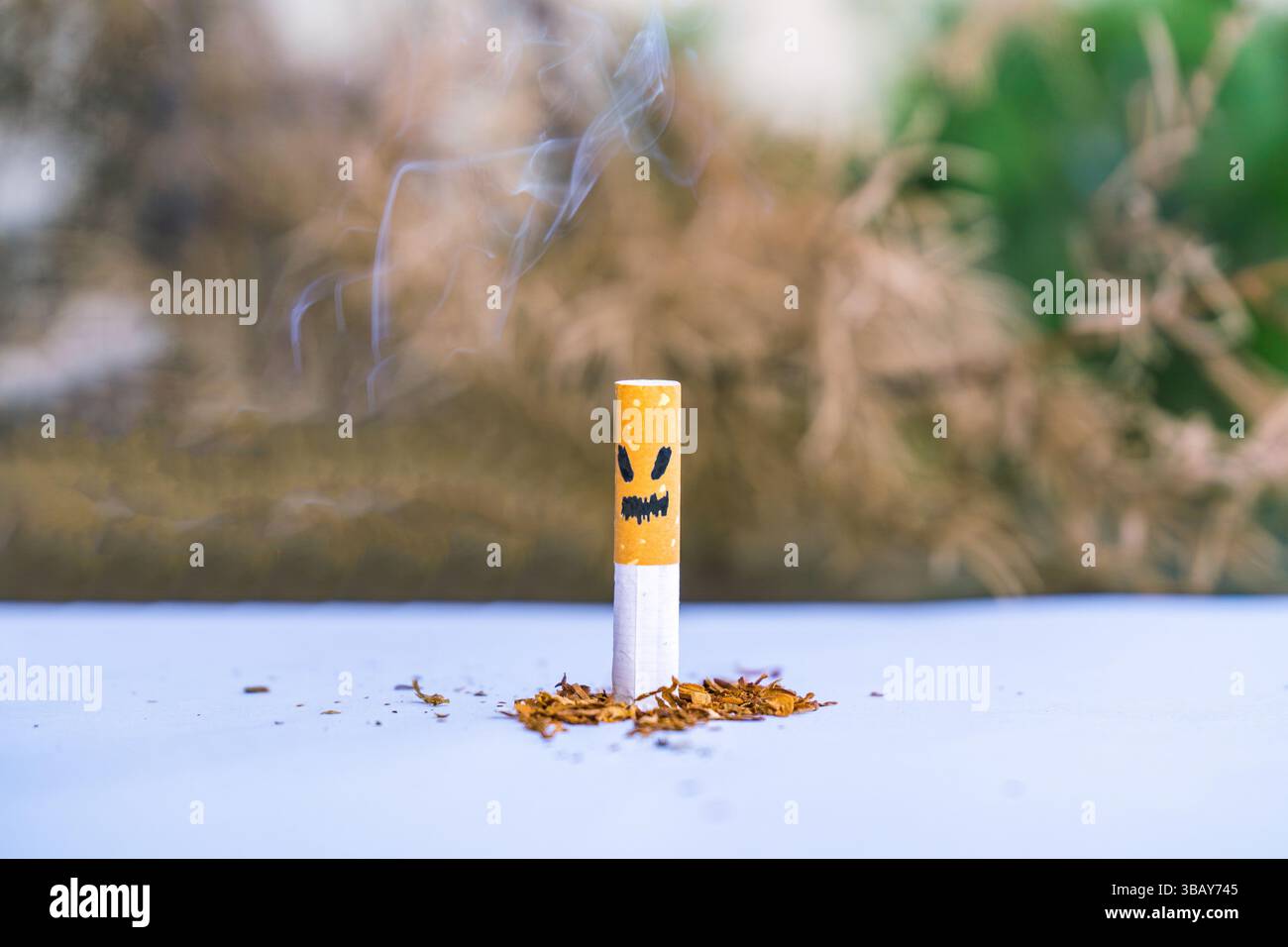 Werben Sie für eine rauchfreie Welt mit Grafiken für die Kampagnen „World No Smoking Day“, „World Lung Cancer Day“ und „World No Tobacco Free“. Stockfoto