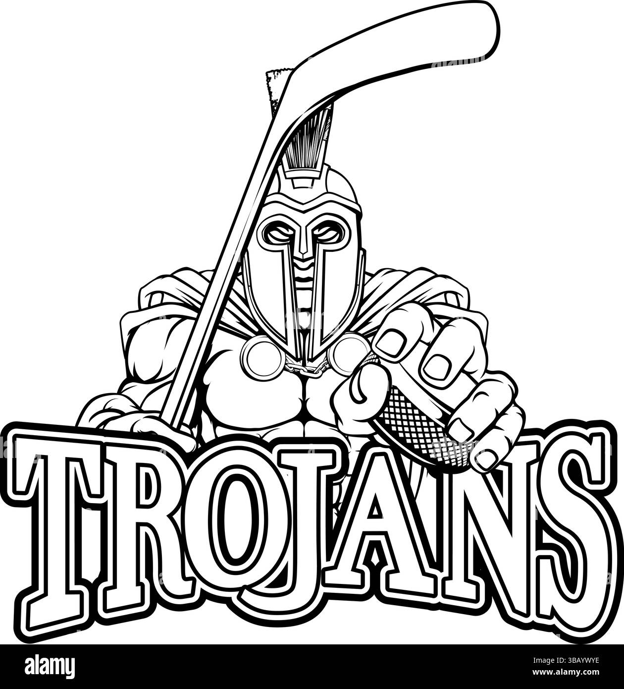 Trojan Man Eishockey-Sportmaskottchen Stock Vektor