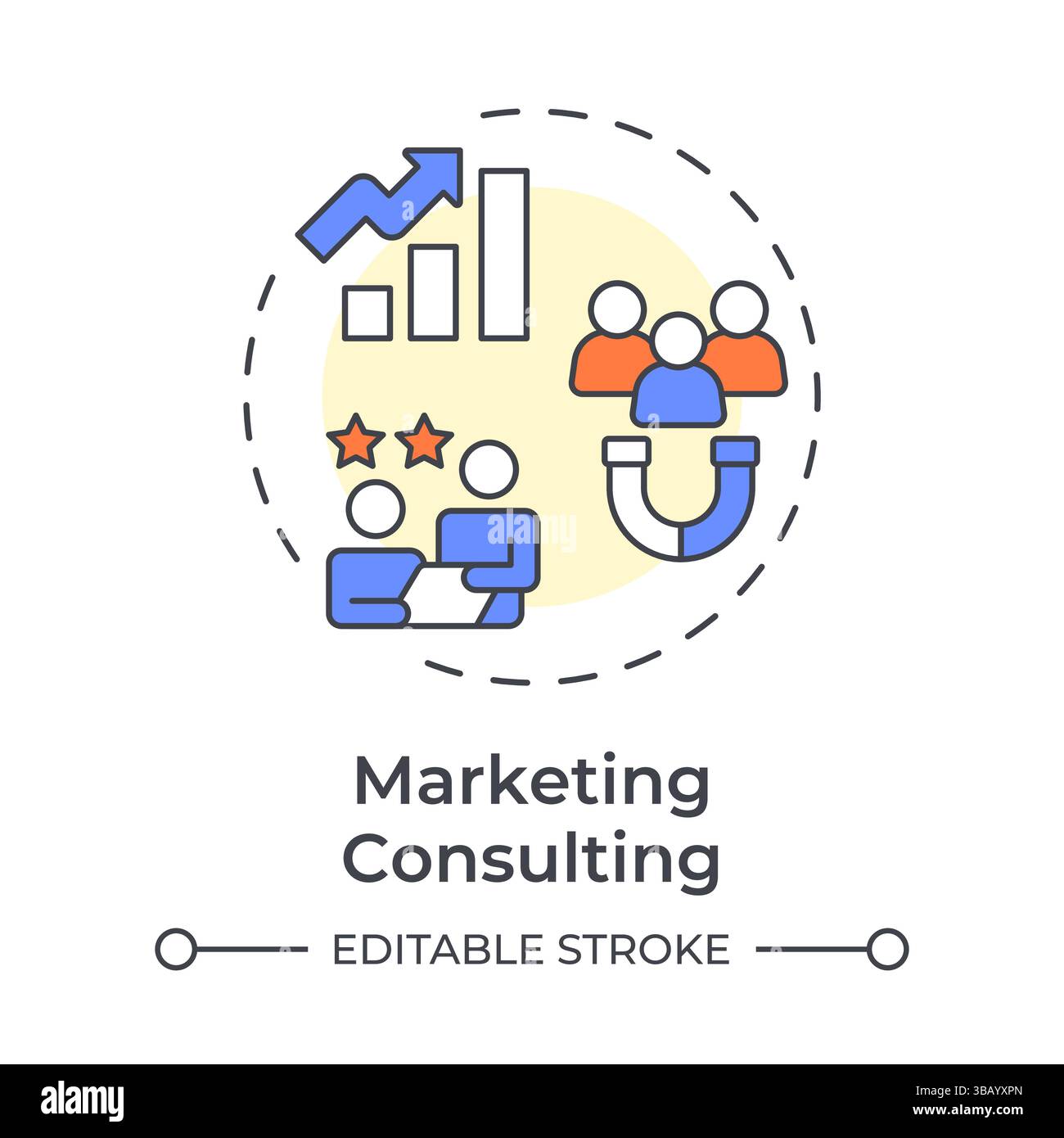 Symbol für mehrfarbiges Konzept für Marketingberatung Stock Vektor