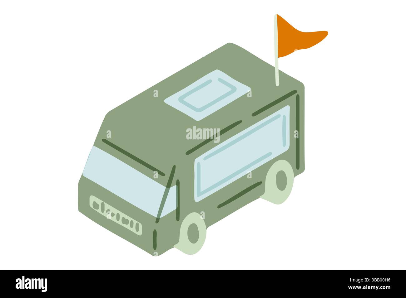 Cartoon Green Camper Van Illustration Stock Vektor