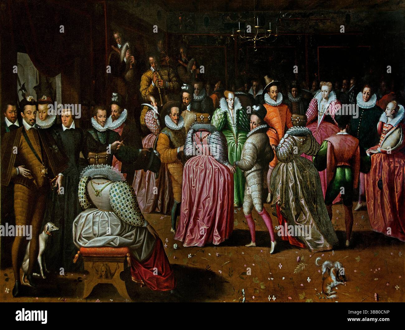 Bal Court - Bal a la cour 1581 Henri III roi de France - König von Frankreich 16. Jahrhundert französisches Museum Louvre . Heinrich III. War von 1574 bis zu seiner Ermordung 1589 König von Frankreich, von 1573 bis 1575 König von Polen und Großherzog von Litauen. Heinrich III.) Stockfoto