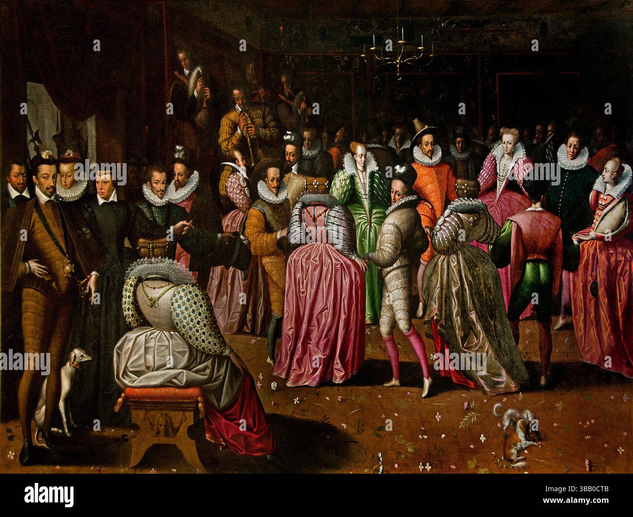 Bal Court - Bal a la cour 1581 Henri III roi de France - König von Frankreich 16. Jahrhundert französisches Museum Louvre . Heinrich III. War von 1574 bis zu seiner Ermordung 1589 König von Frankreich, von 1573 bis 1575 König von Polen und Großherzog von Litauen. Heinrich III.) Stockfoto