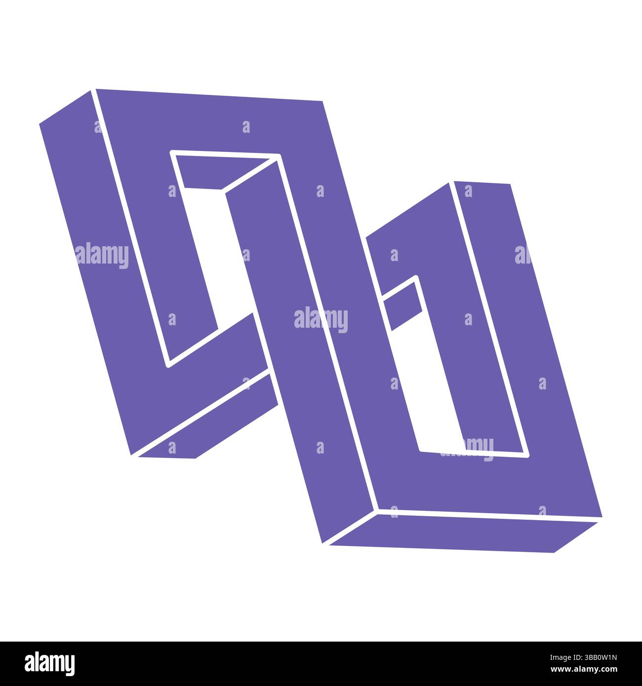 Optische Täuschung. Unmöglicher Formenvektor. Optisches Kunstobjekt. Geometrische Figuren. Escher-Paradoxon. Stock Vektor
