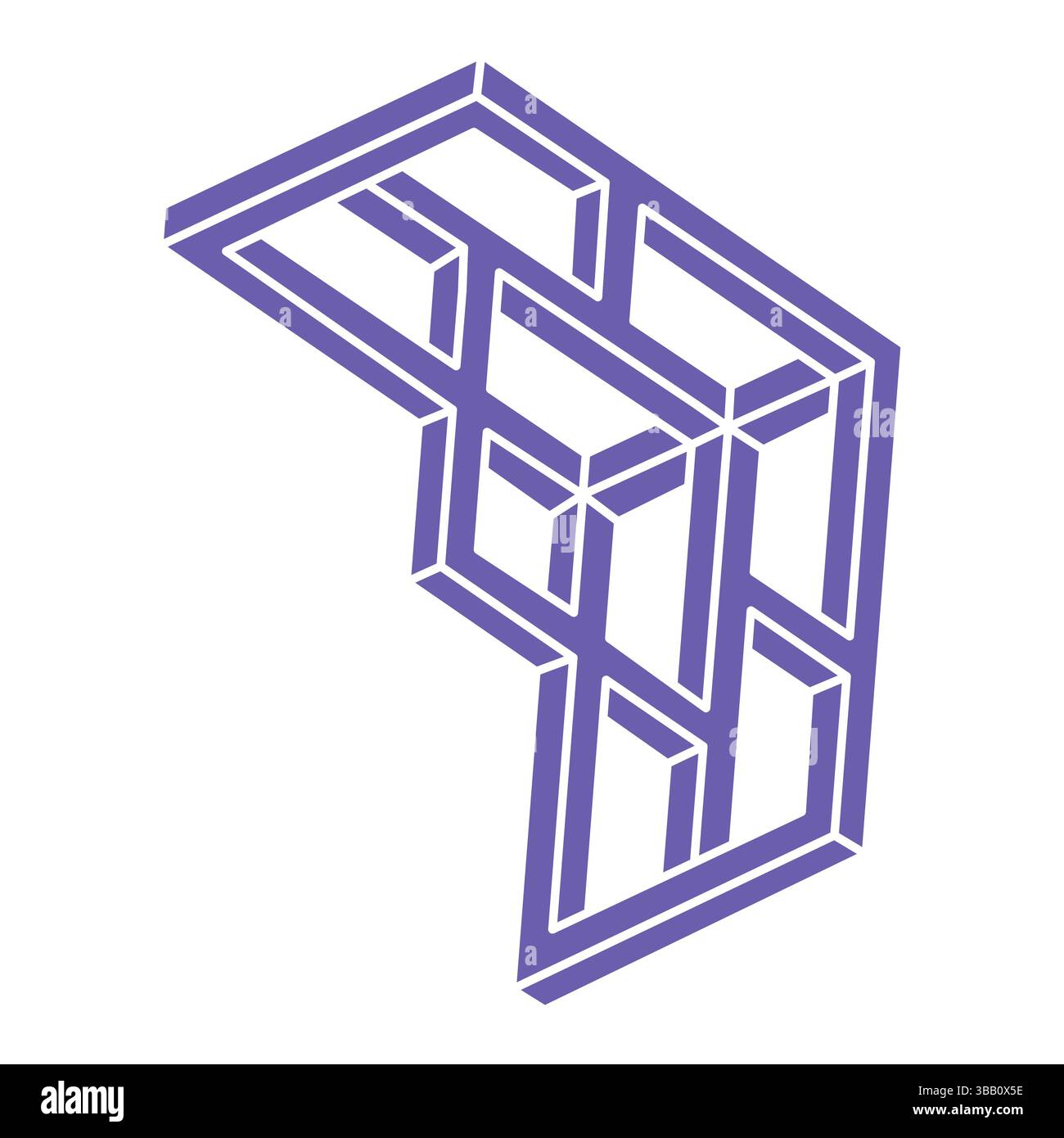 Unmögliche Formen, optische Illusion Logo, Vektor. Optische Kunstobjekte. Geometrische Figuren. Stock Vektor