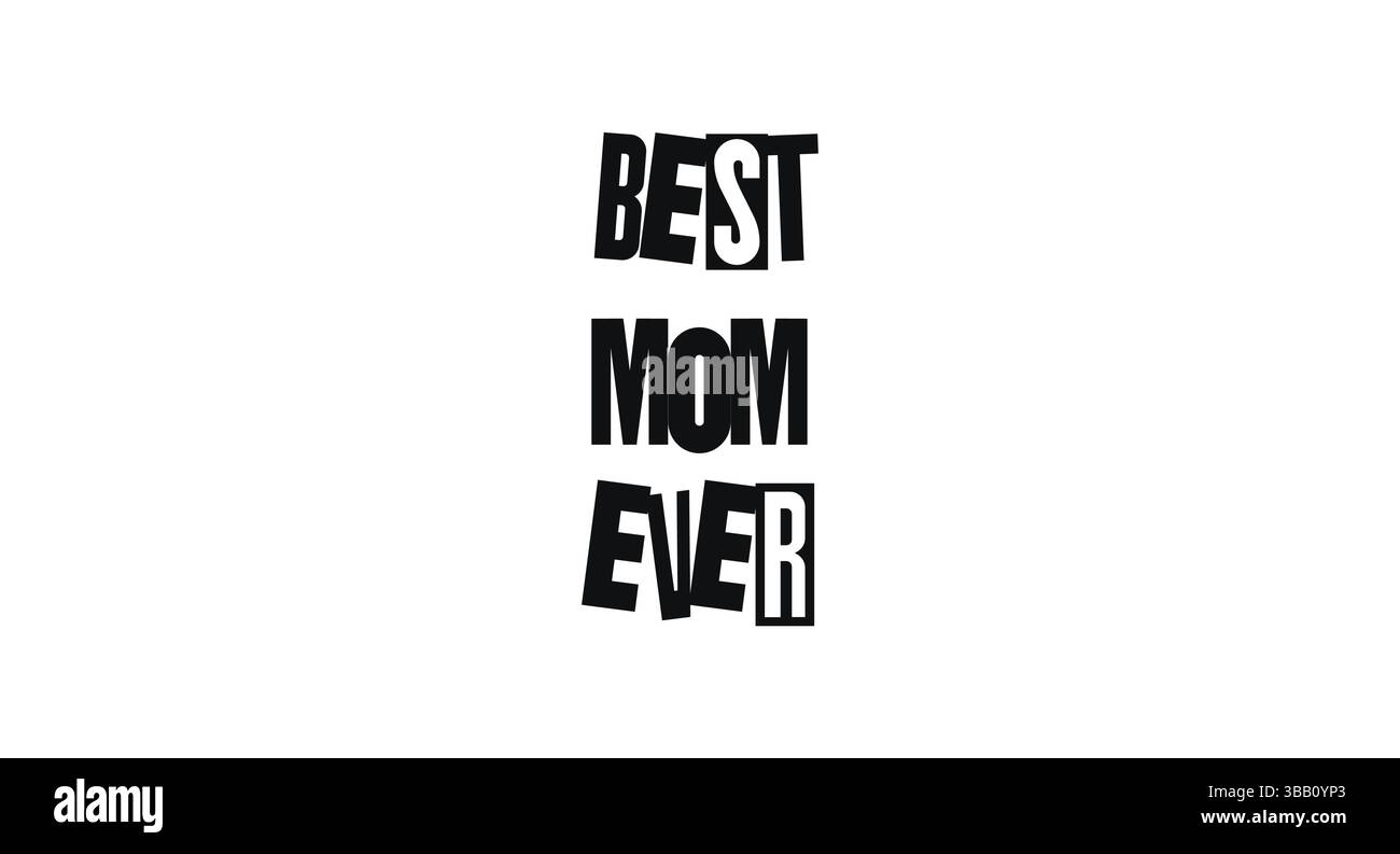 Muttertag Phrase die beste Mutter aller Zeiten im Stil der Cut-out-Typografie. Liebende Tribute Für Karten, Geschenke Oder Prints. Vektorabbildung. Stock Vektor