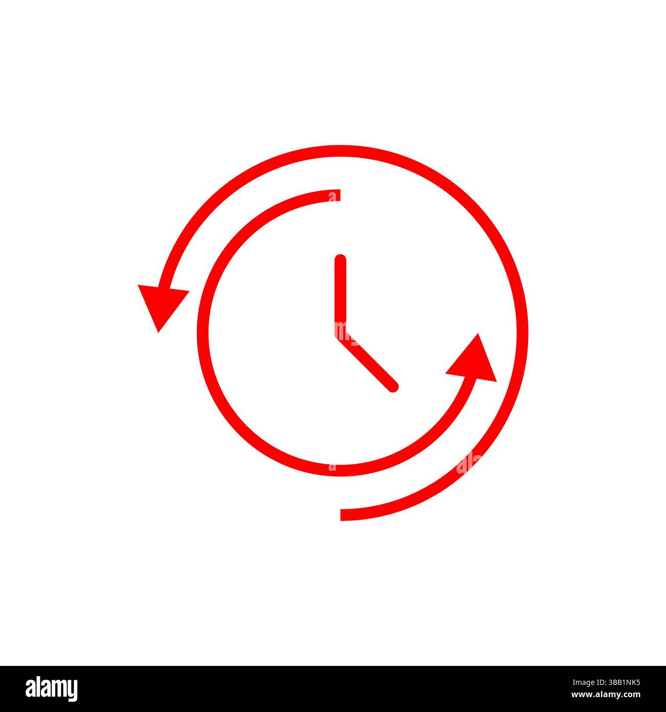 Rotes Uhrensymbol mit Pfeilen Symbol Zeitüberschreitung Konzeptvektor Stock Vektor
