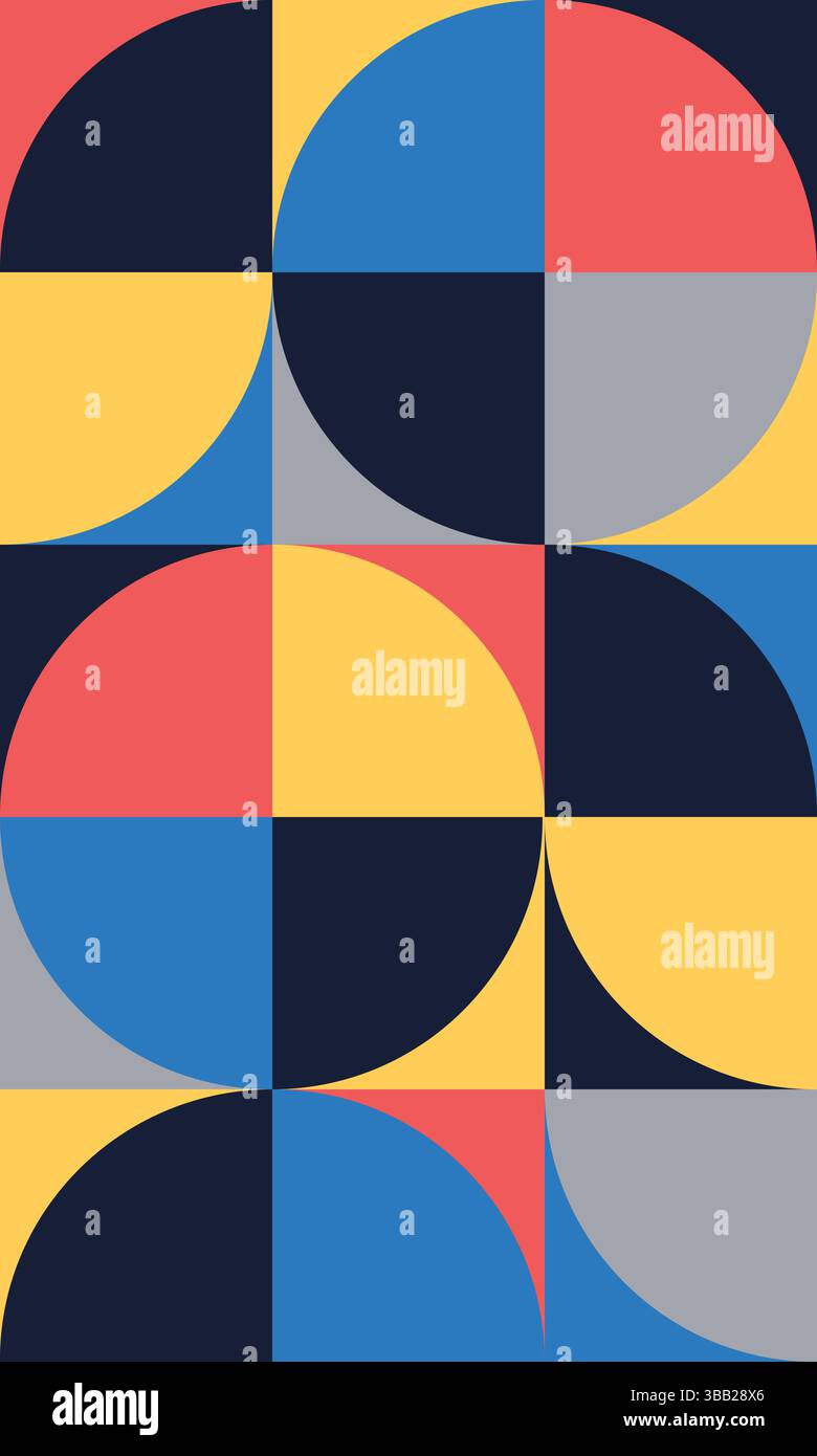 Hintergrund im Bauhaus-Stil mit farbenfrohem Muster, einfaches geometrisches modernes abstraktes Design Stock Vektor