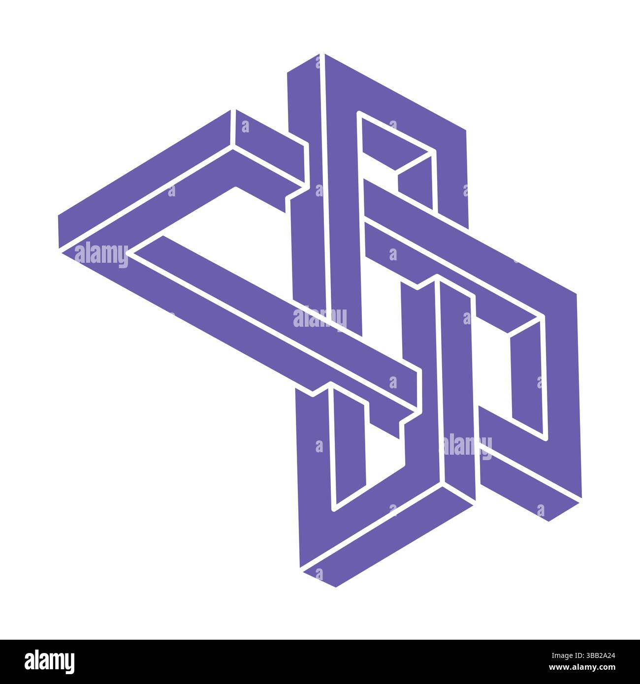 Logo. Unmögliche Form, optische Illusion, Vektor. Optische Kunstobjekte. Geometrische Figuren. Strichgrafik. Stock Vektor