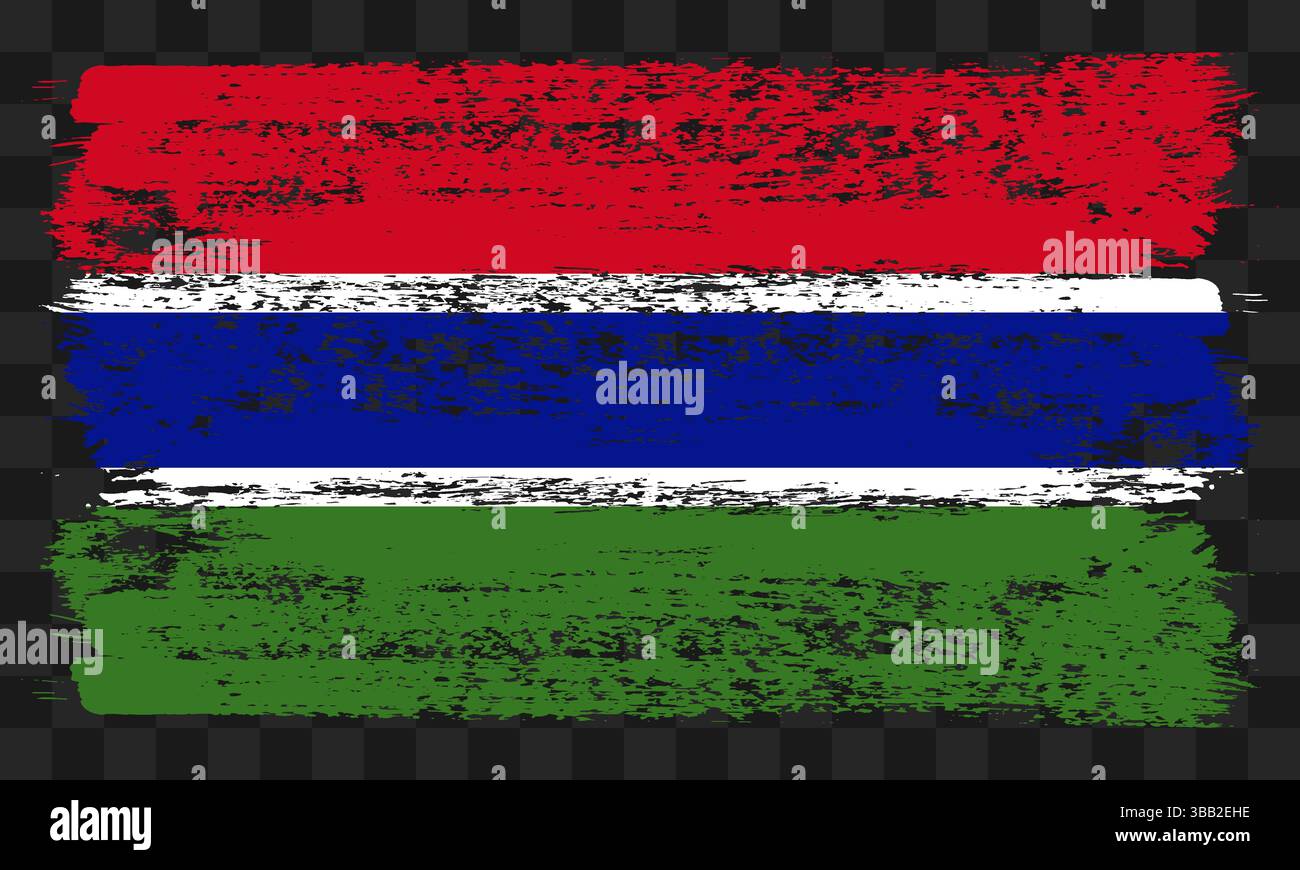 Vektor-Gambia-Flagge im Grunge-Stil auf transparentem Hintergrund Stock Vektor
