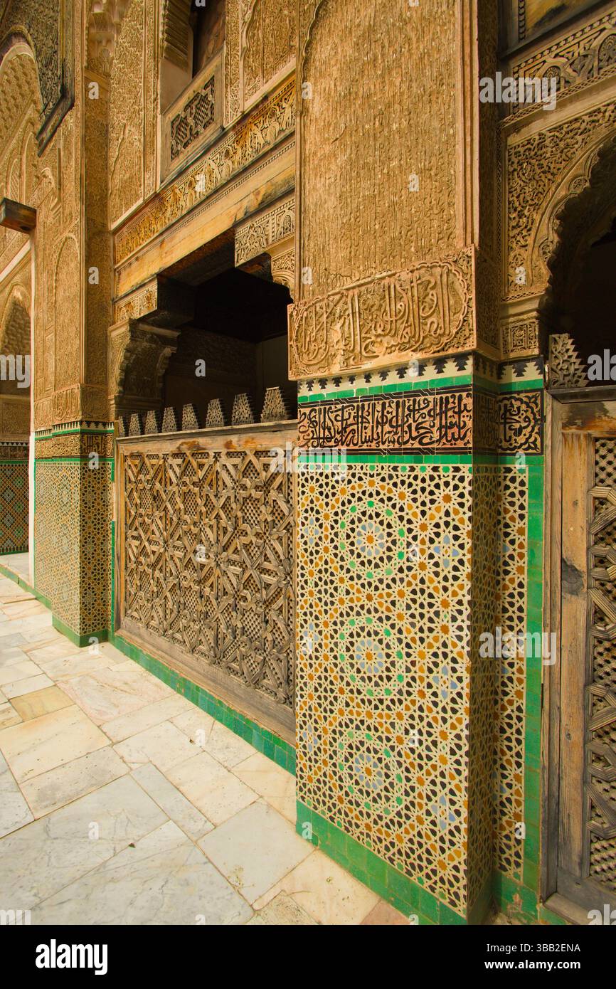 Marokko, Fès, Medersa Bou Inania, Madrasa, Innenraum, Stockfoto