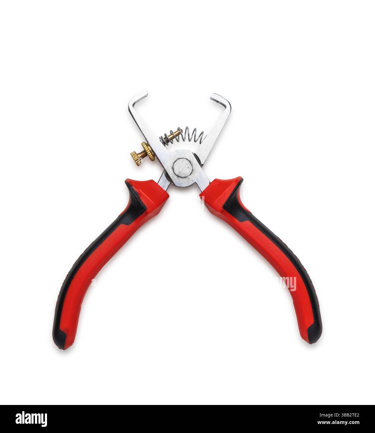 Paar rote und schwarze Abisolierer isoliert auf weißem Hintergrund Stockfoto