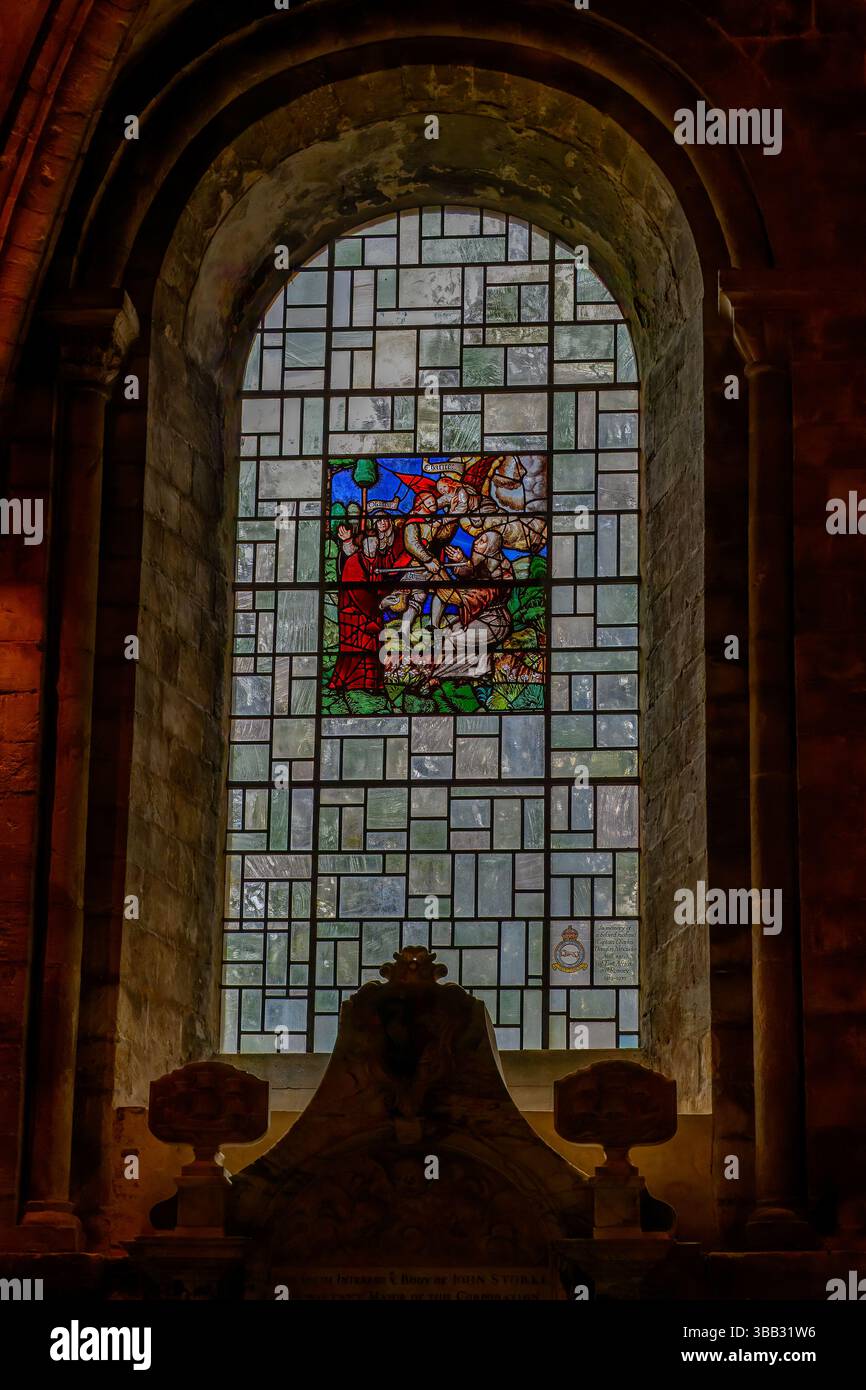 Buntglasfenster in Romsey Abbey Hampshire England Stockfoto