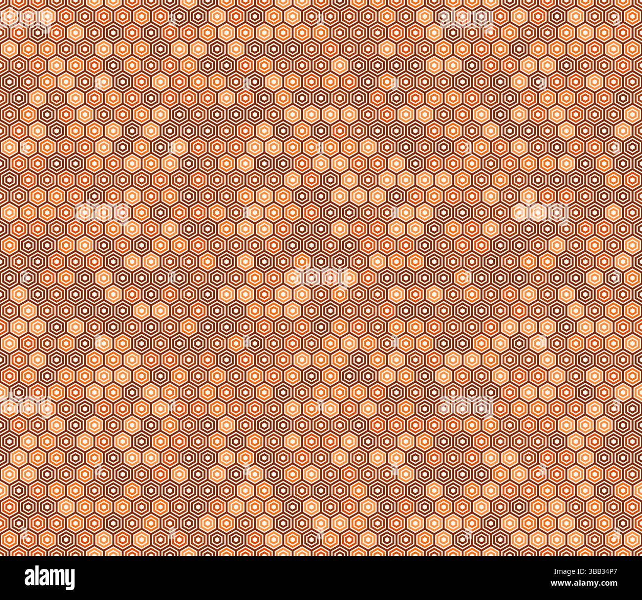 Muster geometrischer Formen. Einfache Sechskantrahmen. Orangefarbene Farbtöne. Normale Sechskantformen. Nahtloses Muster. Illustration des Tileable Vektors. Stock Vektor
