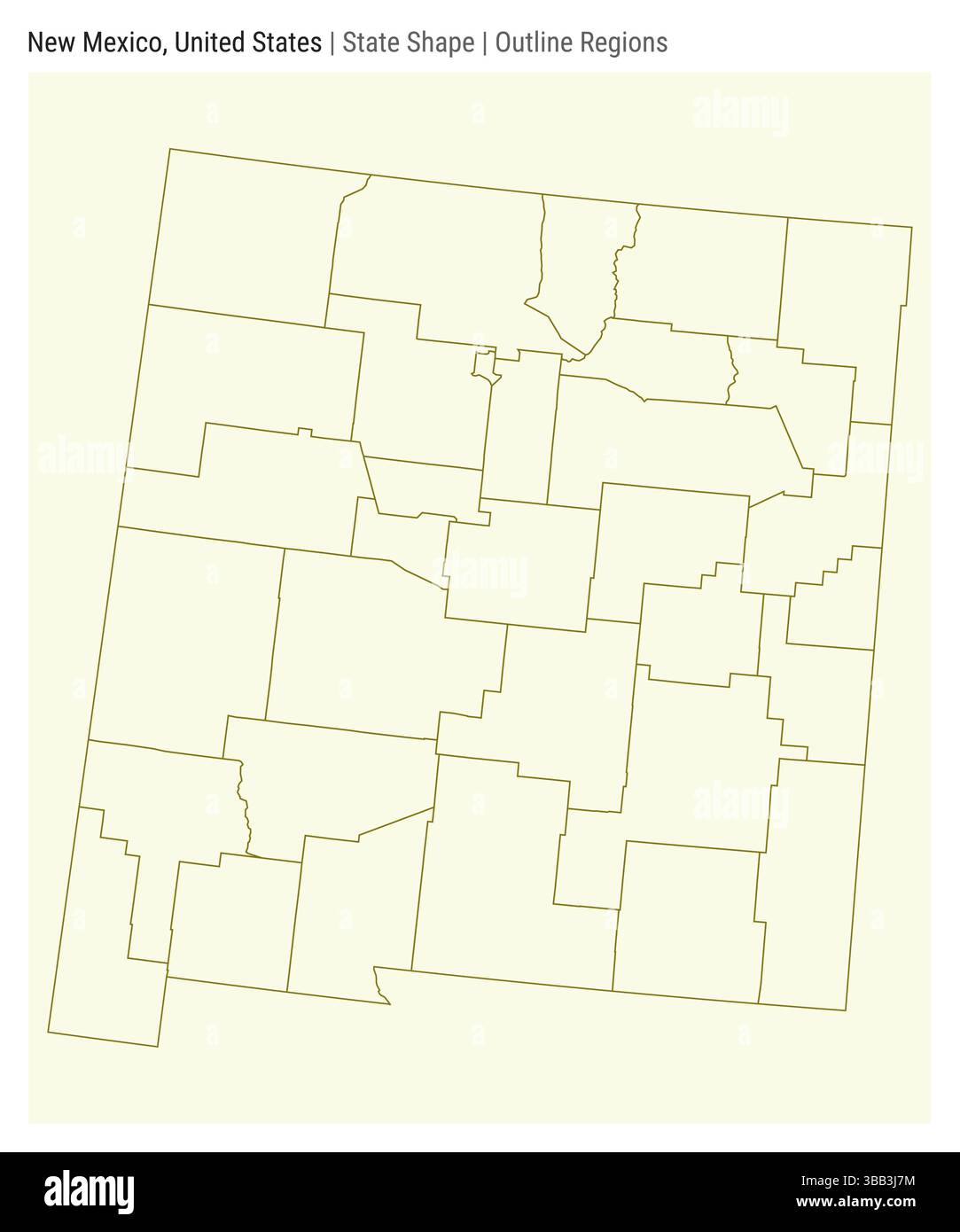 New Mexico, Usa. Einfache Vektordarstellung. Statusform. Stil für Modellbereiche. Grenze zu New Mexico. Vektorabbildung. Stock Vektor