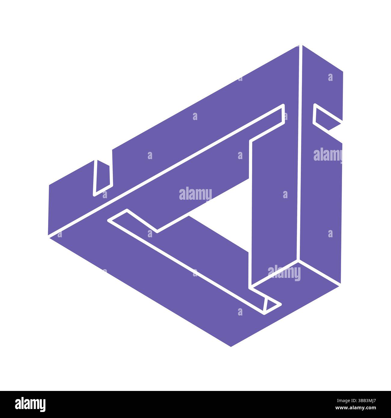 Unmögliche Form. Logo. Figur mit heiliger Geometrie. Optische Täuschung. Abstraktes ewiges geometrisches Objekt. Unmöglich endlose Kontur. Strichgrafik. Optische Kunst Stock Vektor