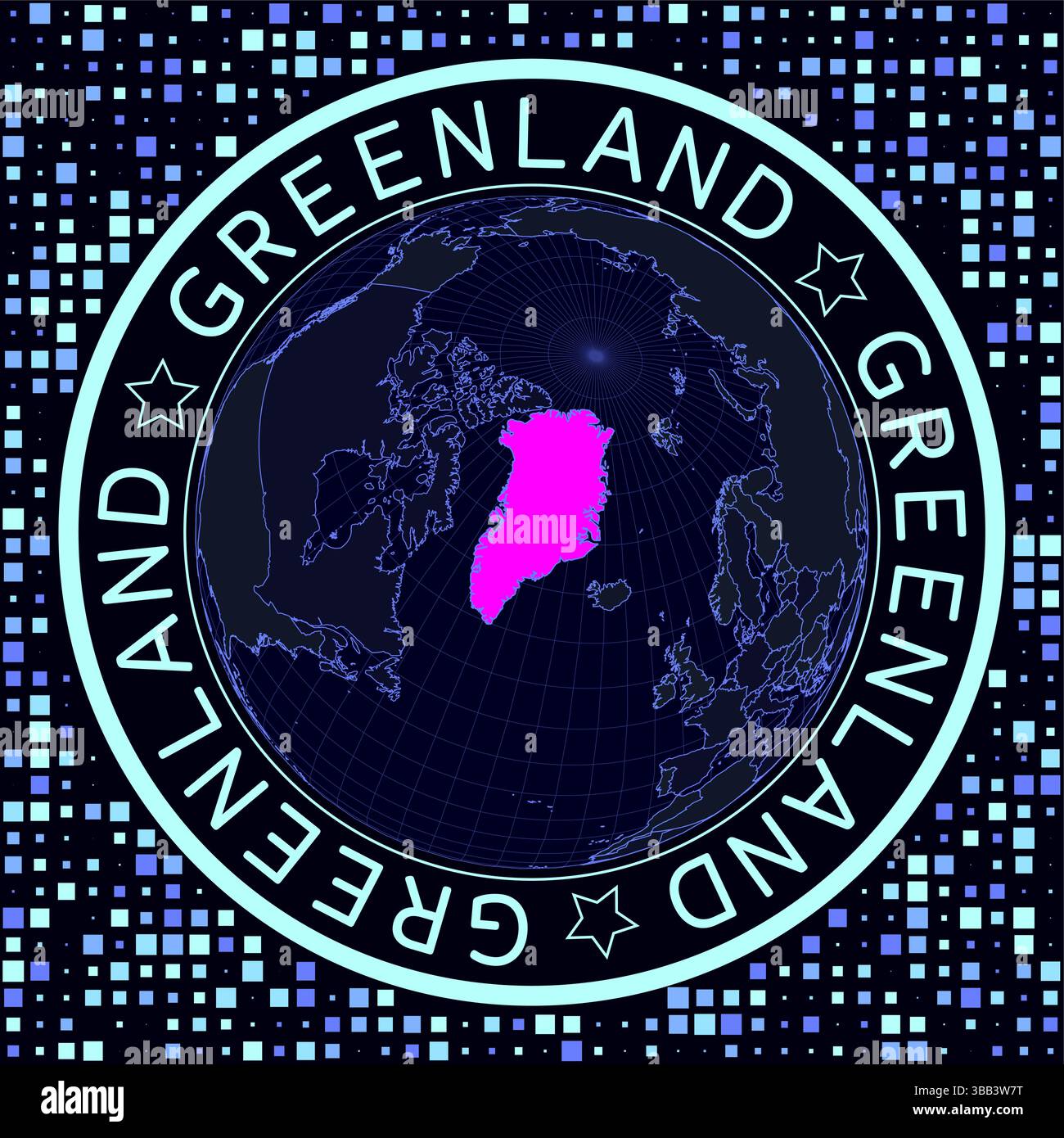 Grönland auf Globus-Vektor. Futuristische Satellitenansicht der Welt mit Schwerpunkt Grönland. Stock Vektor