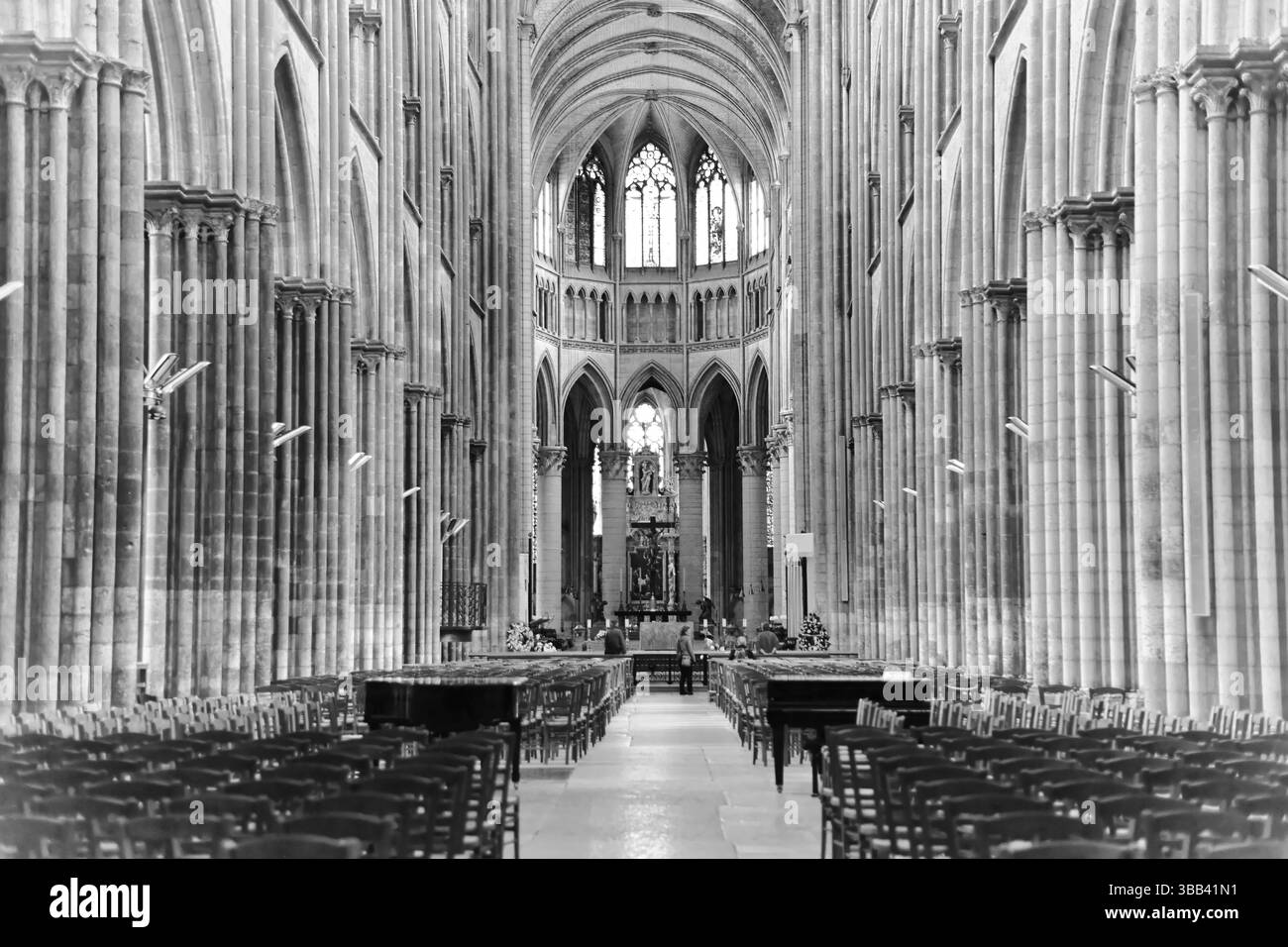 Kathedrale Von Rouen, Rouen, Departement Seine-Maritime, Region Haute-Normandie, Frankreich, Europa, gotische Kathedrale mit hohen Säulen und Gewölben, Reihen von EM Stockfoto