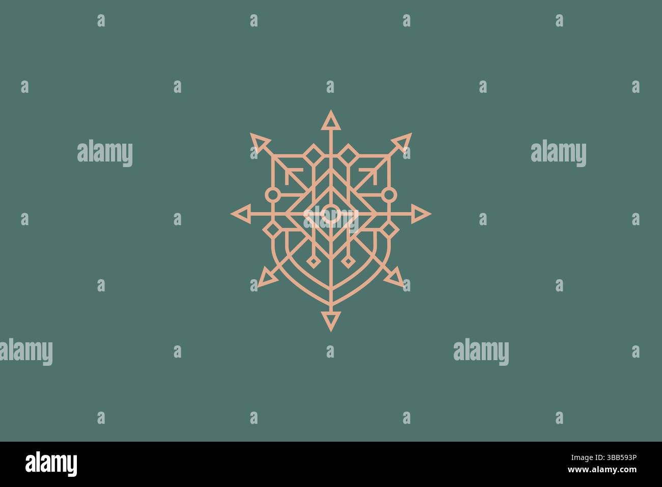 Arrow and Shield einzigartiges abstraktes Symbol-Logo für traditionelle ethnische Kunst Stock Vektor