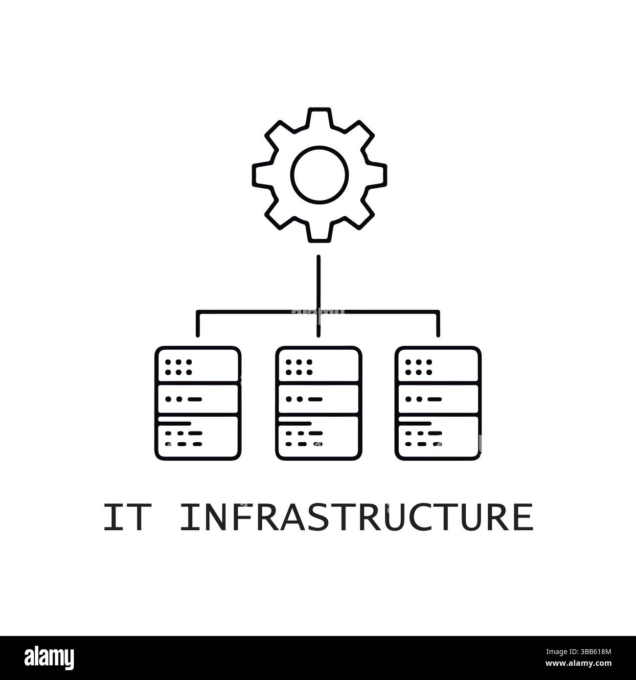 Serververwaltung und -Optimierung. IT Infrastructure Management System. Stock Vektor
