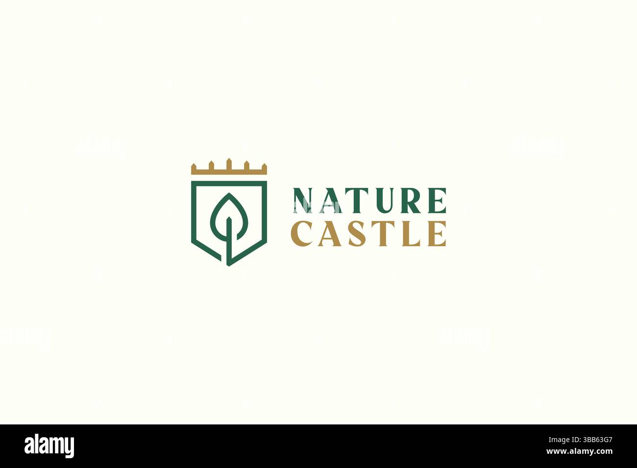 Castle and Lead Royal Logo Concept geometrische Linie einfache Form Stock Vektor