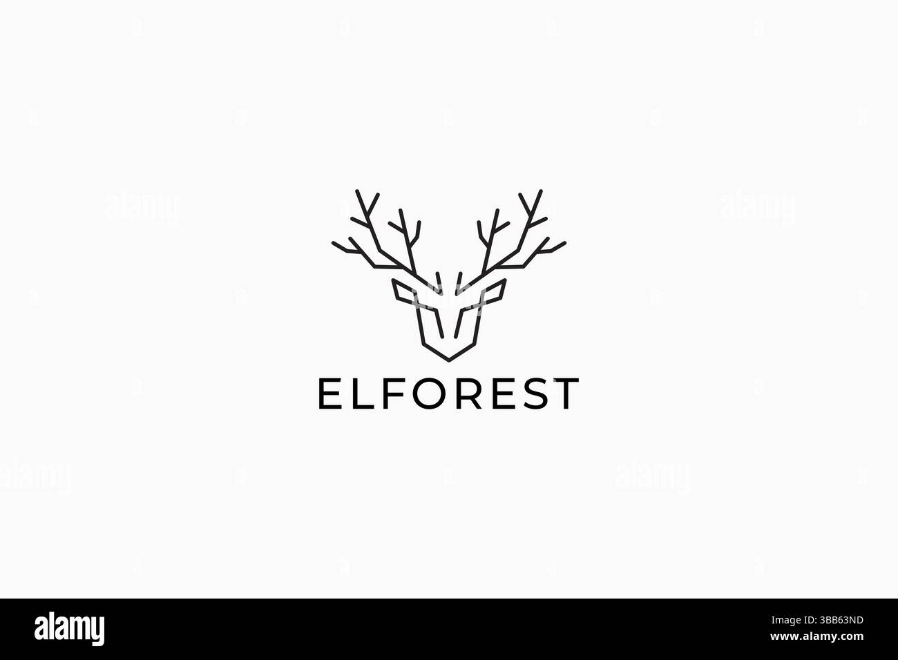 Head Deer and Horn Branch für Elf Forest abstrakte Logo Branding Idee einfache Outline Form Stock Vektor