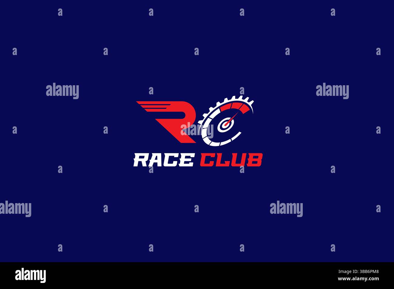Letter RC für Race Club Logo Vorlage Vektor. Tachometer, Geschwindigkeit, Antrieb, Automatik, Gang, Motor. Stock Vektor