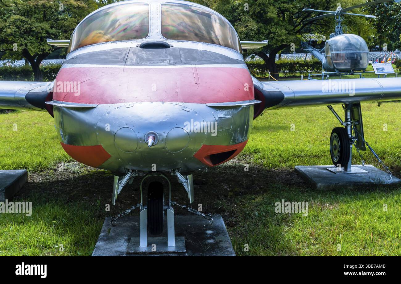 Daejeon, Südkorea. 3. Oktober 2019: Nahaufnahme des zweimotorigen Jet-Trainers Cessna T-37C auf dem National Cemetery Stockfoto