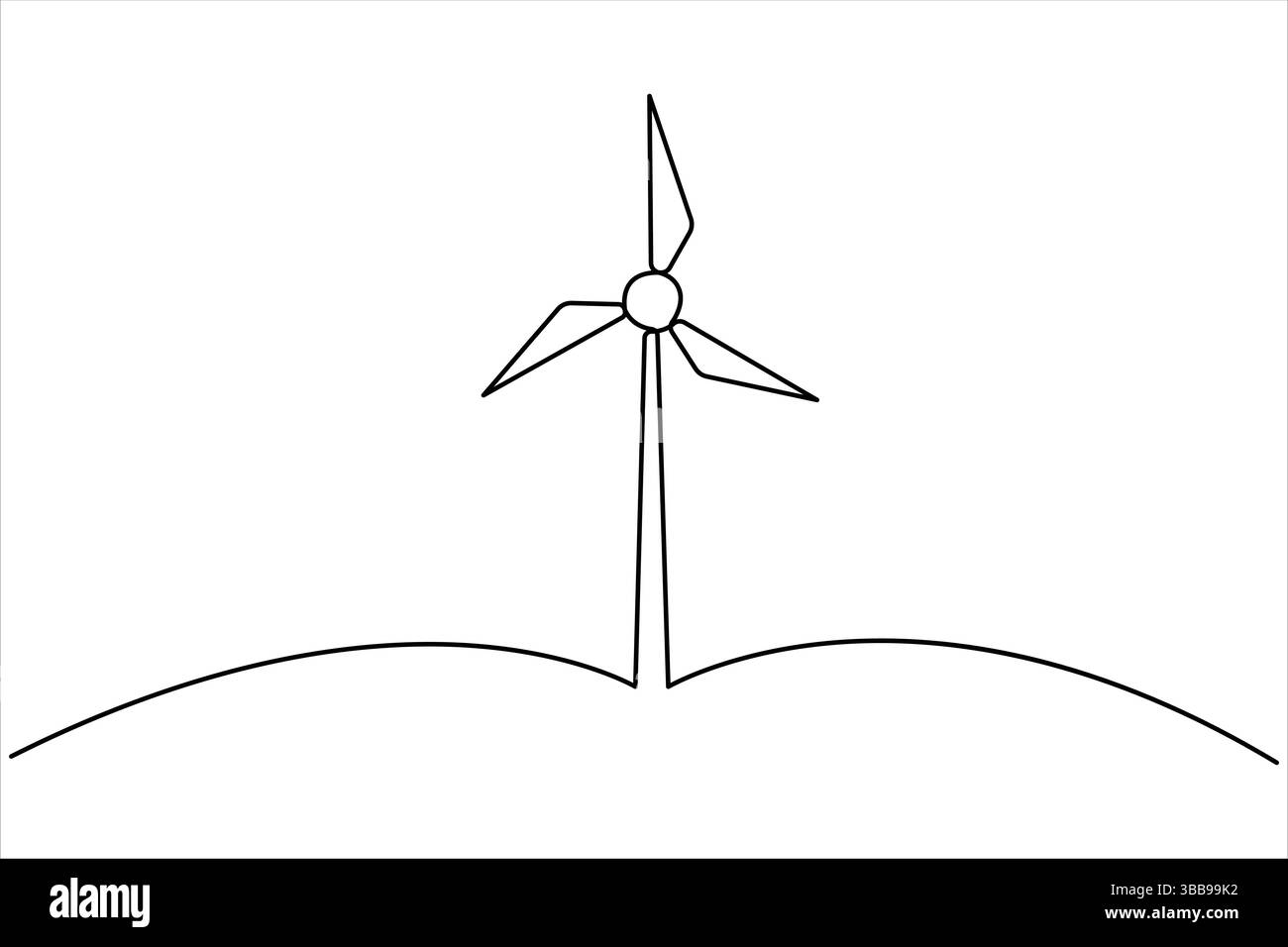 Kontinuierliche Einzeilenzeichnung alternativer Windenergieanlagen. Symbol für Ökologie und Naturschutz eine Linie Vektor-Illustration Stock Vektor