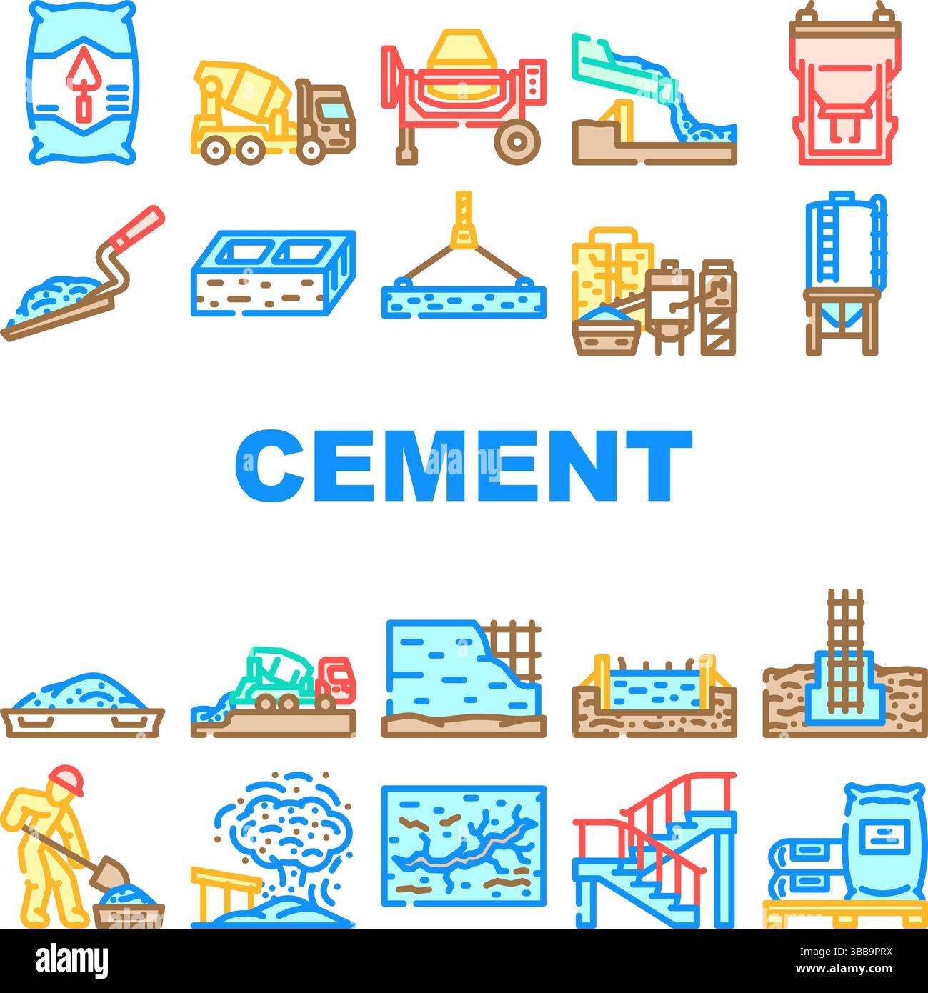 Cement portland Betonsymbole setzen Vektor Stock Vektor