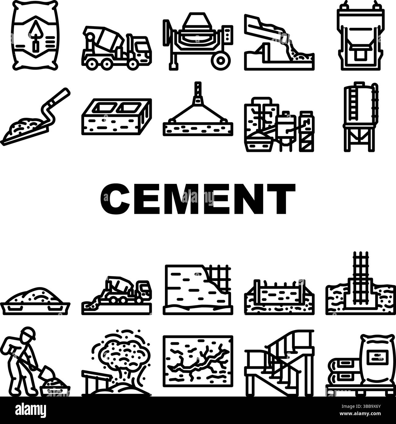 Cement portland Betonsymbole setzen Vektor Stock Vektor