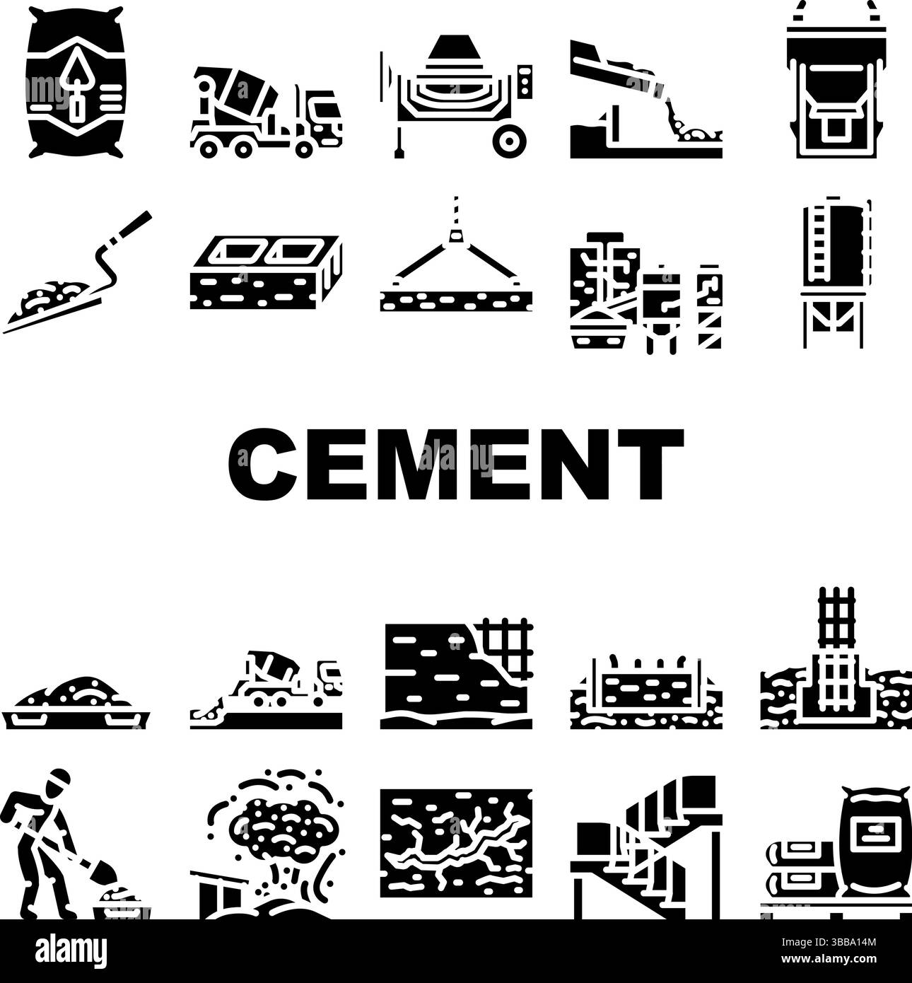 Cement portland Betonsymbole setzen Vektor Stock Vektor