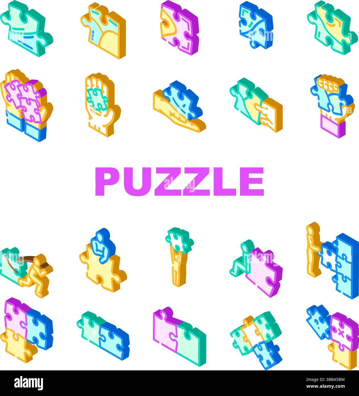 Puzzle Spiel Puzzle Rätsel Symbole setzen Vektor Stock Vektor