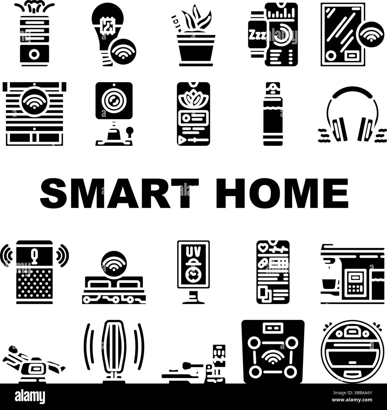 Smart Home Wellness-Automatisierungssymbole legen den Vektor fest Stock Vektor