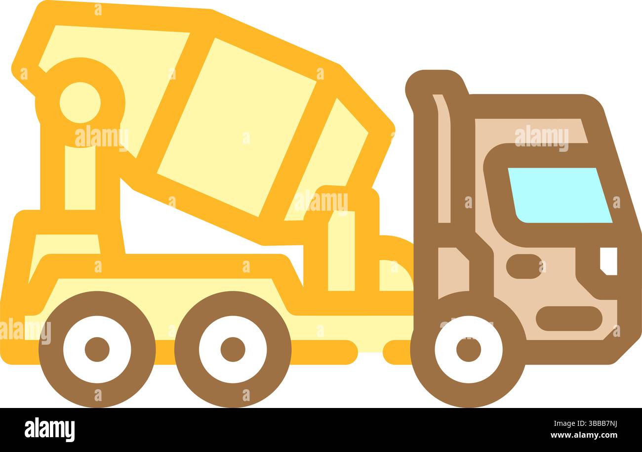 Mischer LKW Zement Farbe Symbol Vektor Illustration Stock Vektor