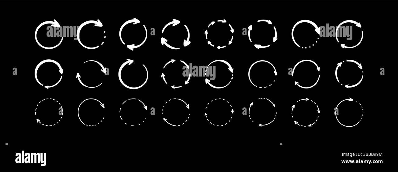 Weißes Recycling-Symbol auf der Tafel. Buntstift Kritzelei Hand gezeichnete Vektor-Illustration. Kindliches Diagramm auf der Schultafel. Runde A Stock Vektor