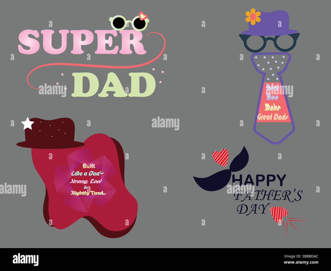 Flache Aufkleber mit Super Dad-Motiv für Vatertagsgeschenke. Vatertag zitiert Typografie. Stock Vektor
